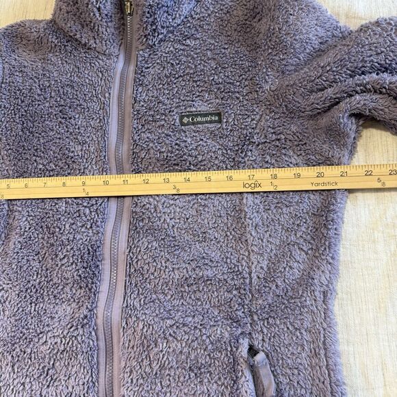 Columbia Purple Sherpa Fleece Fuzzy Zip-Up Jacket Size Medium - Picture 14 of 16